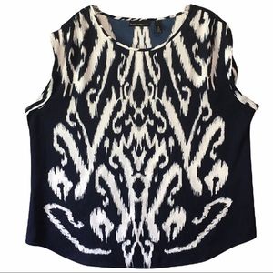 BLACK LABEL BY CHICOS SLEEVELESS BLACK &!WHITE TOP SZ 3